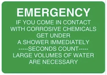 E 281 — EMERGENCY IF YOU COME IN CONTACT WITH CORROWSIVE CHEMICALS